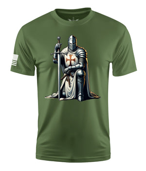 Kneeling Knight 2 Short Sleeve Shirt Apparel and Accessories Military Green Cotton