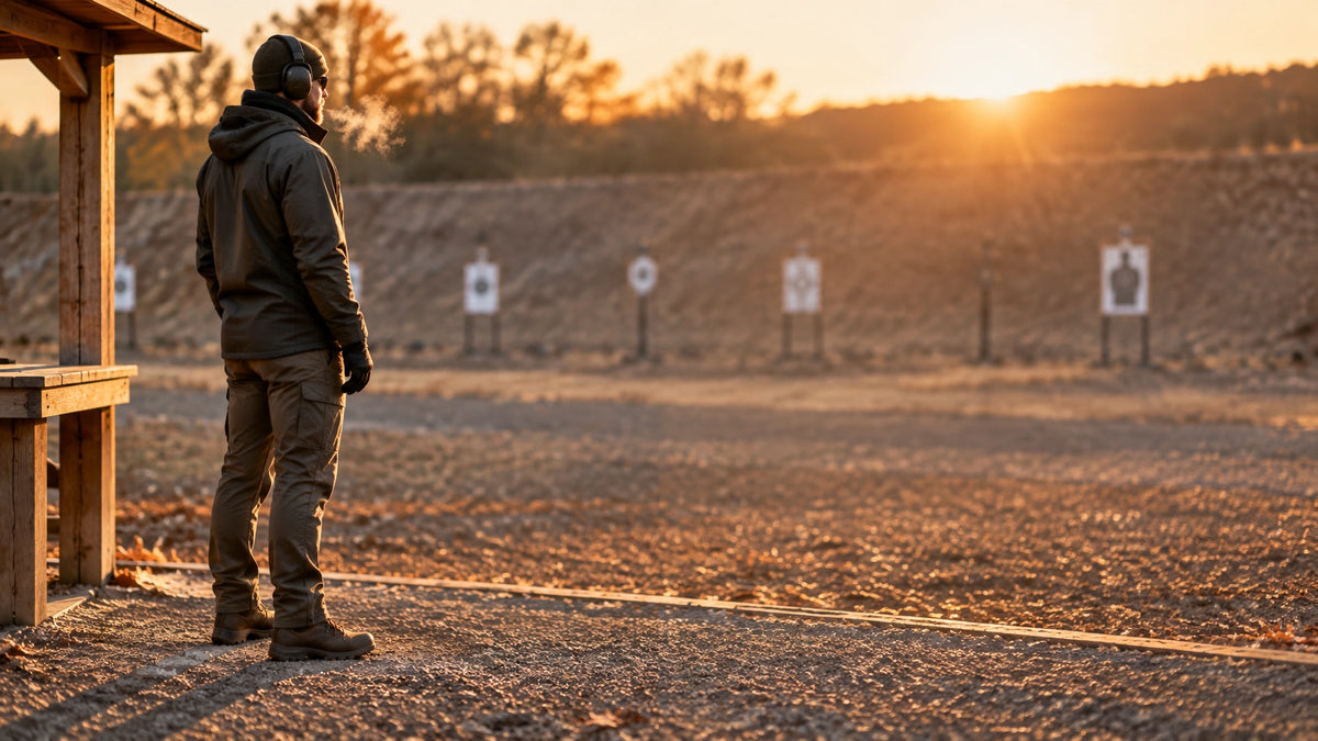 Cold-weather range day at golden hour