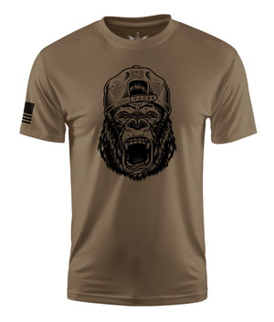 Angry Gorilla Short Sleeve Shirt Apparel and Accessories Tan Cotton
