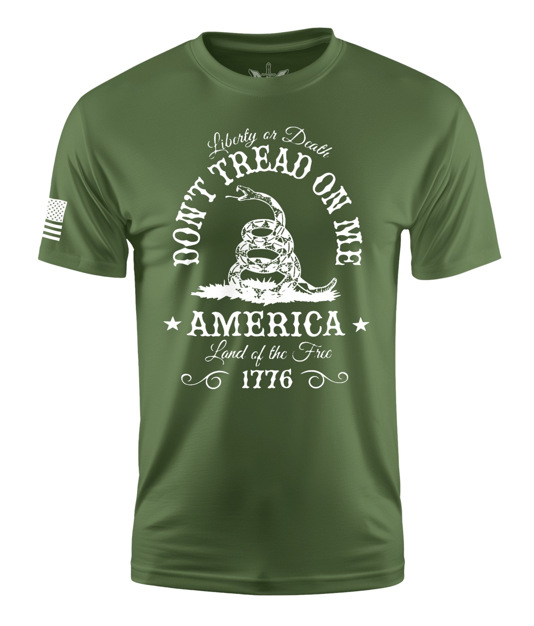 Don't Tread On Me Liberty Or Death Short Sleeve Shirt Apparel and Accessories Military Green Cotton