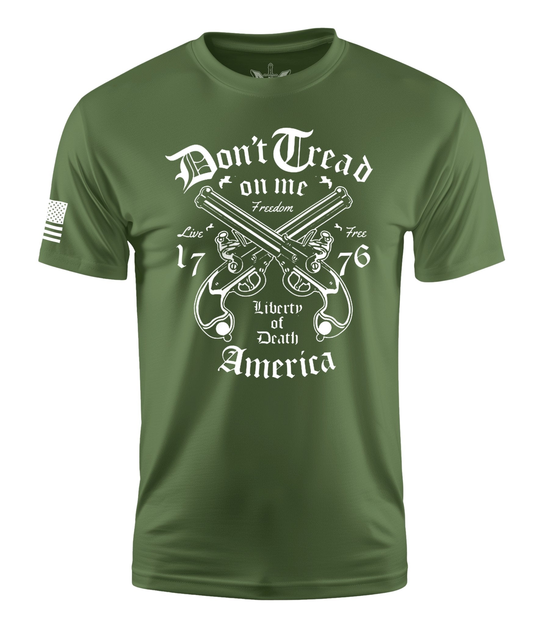 Don't Tread On Me Pistols Short Sleeve Shirt Apparel and Accessories Military Green Cotton