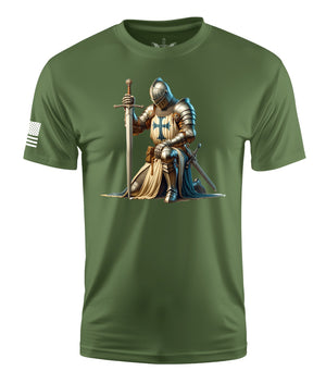 Kneeling Knight Short Sleeve Shirt Apparel and Accessories Military Green Cotton