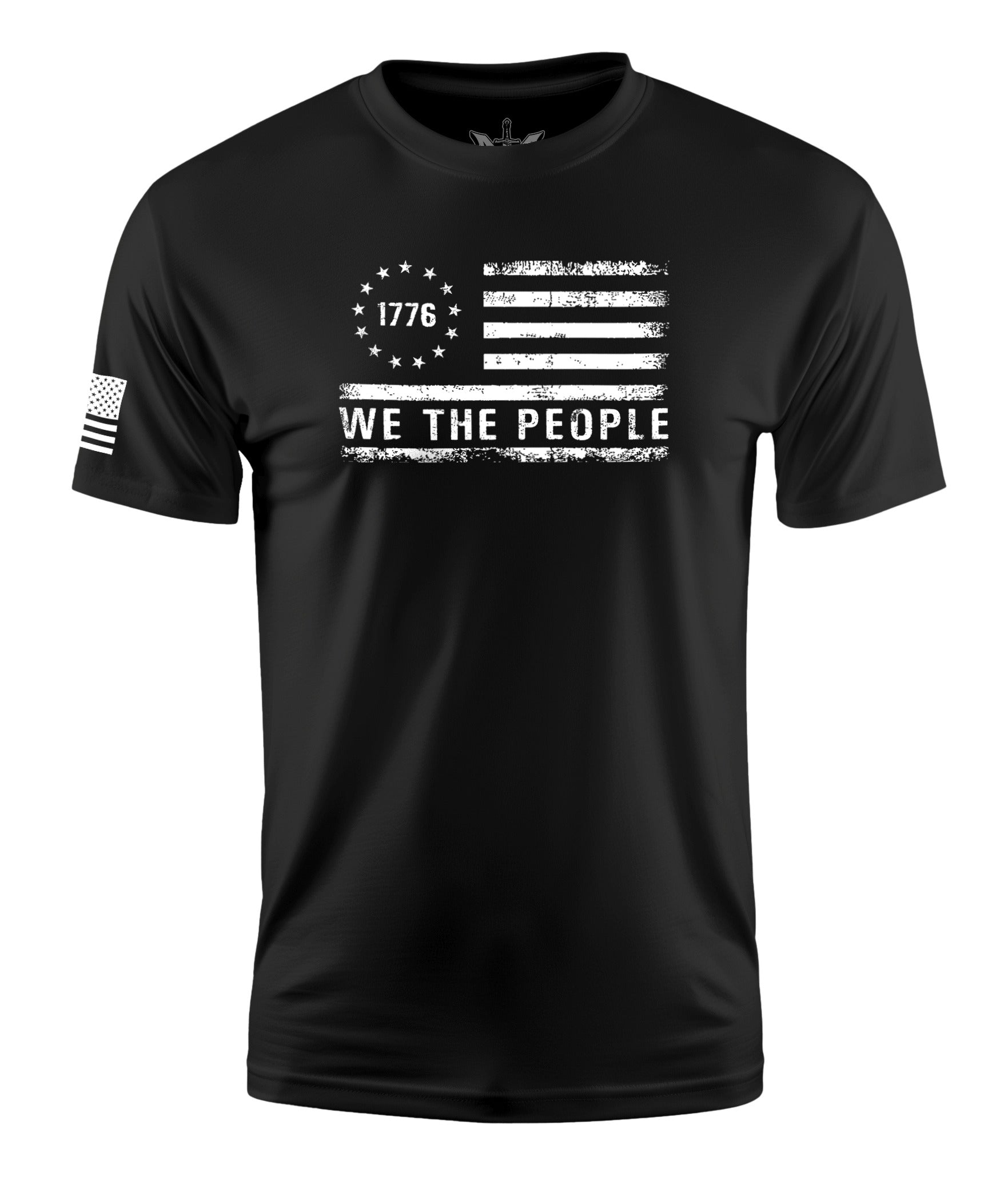 We The People Flag Stressed Short Sleeve Shirt Apparel and Accessories Black Cotton