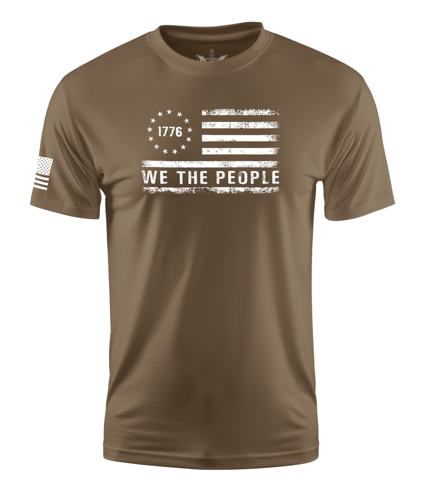 We The People Flag Stressed Short Sleeve Shirt Apparel and Accessories Tan Cotton